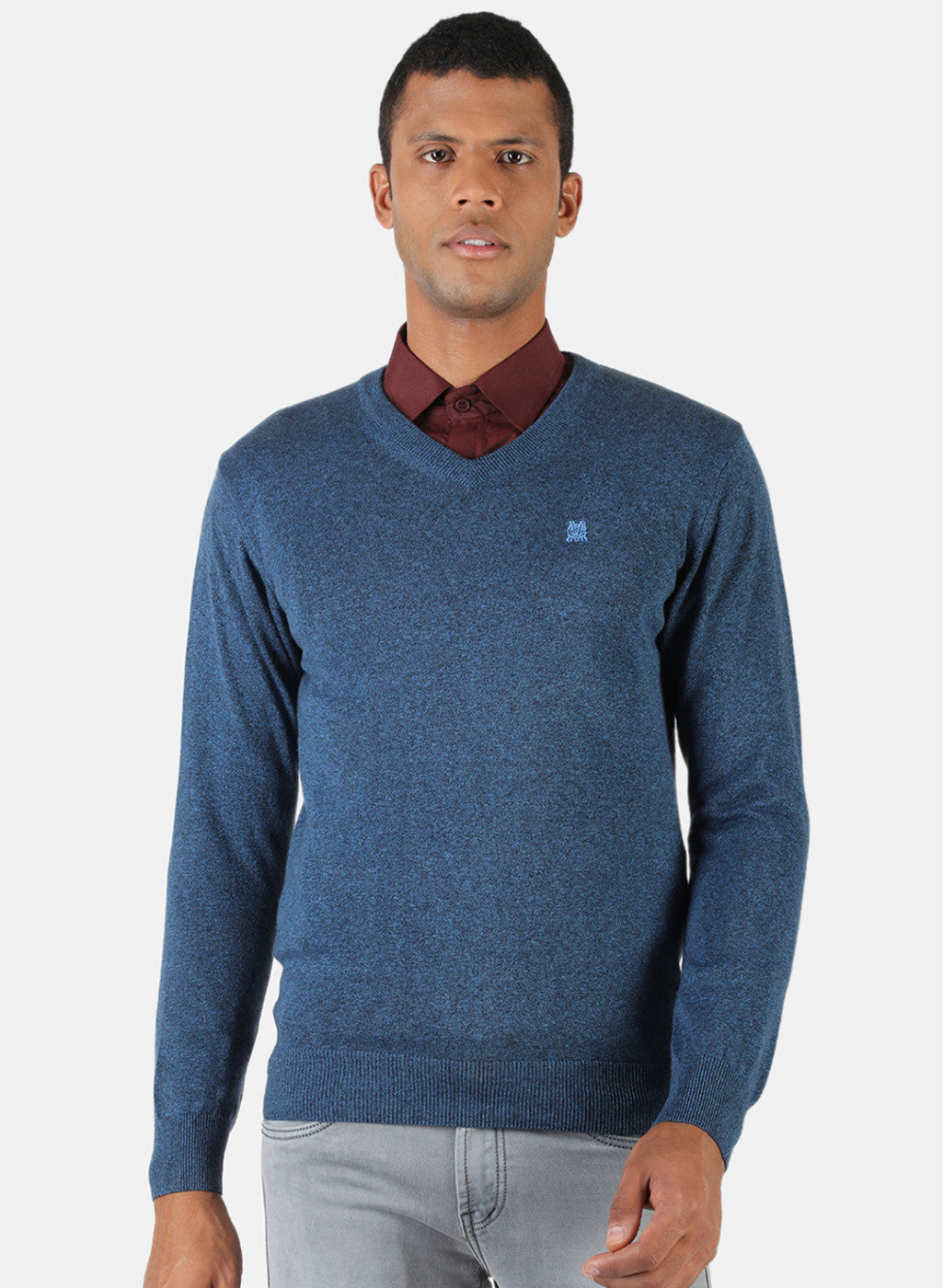 Men Blue Solid Pullover