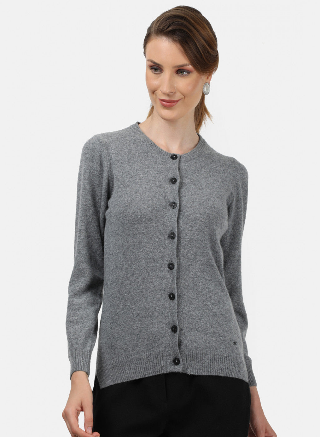 Women Grey Solid Cardigan