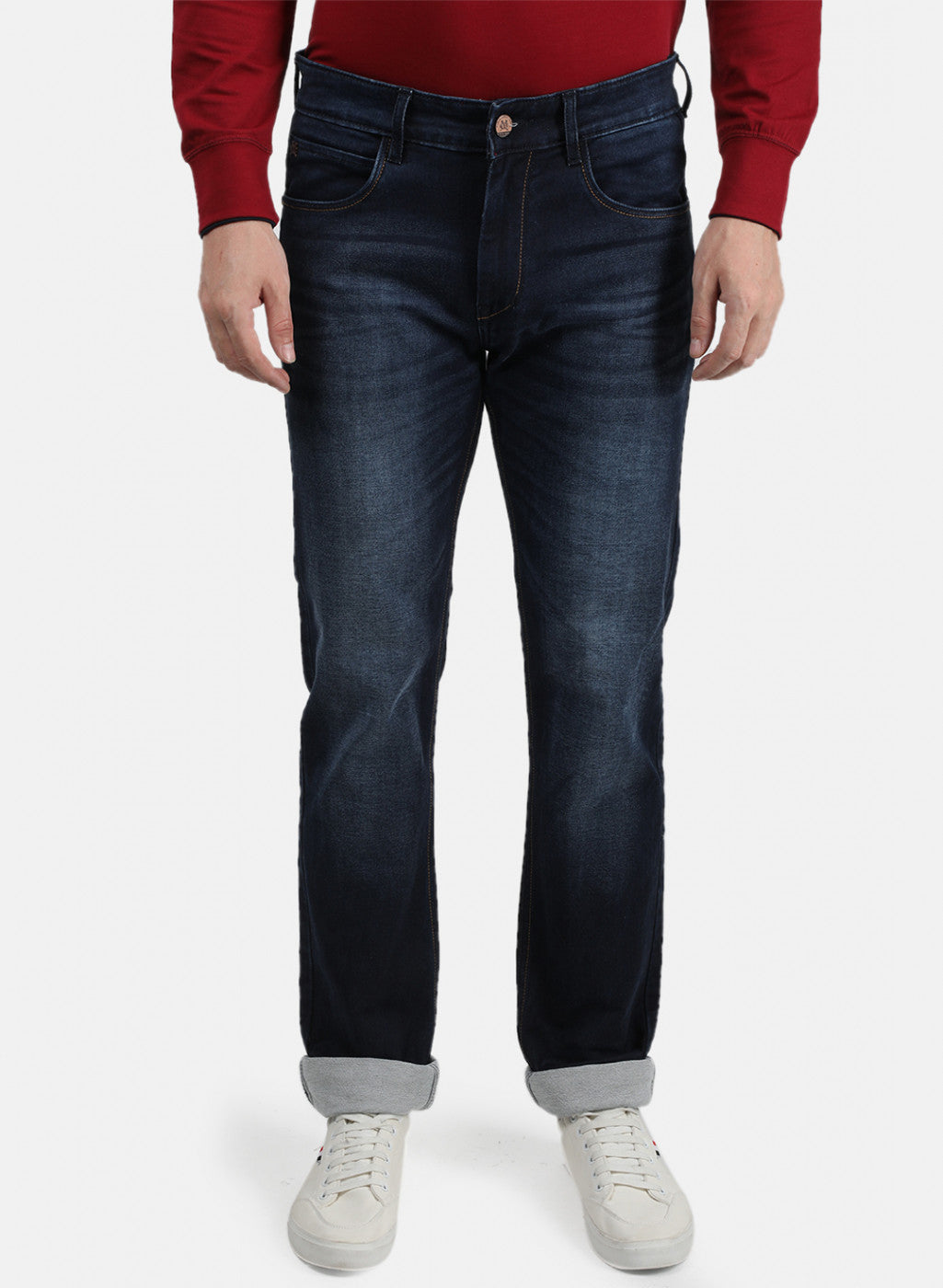 Men Navy Blue Narrow Fit Denim