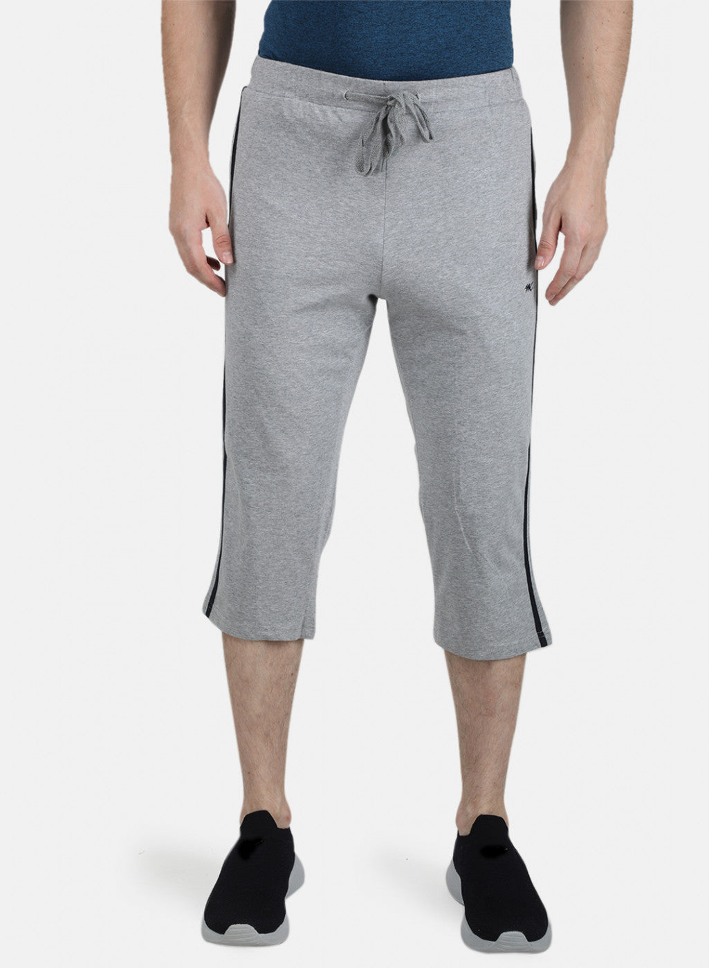 Mens Grey Plain Capri