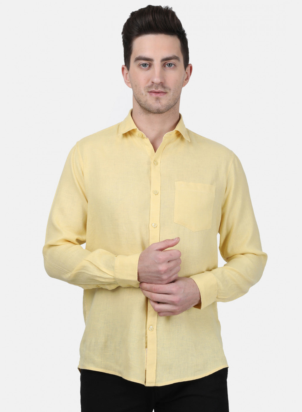 Mens Yellow Solid Shirt