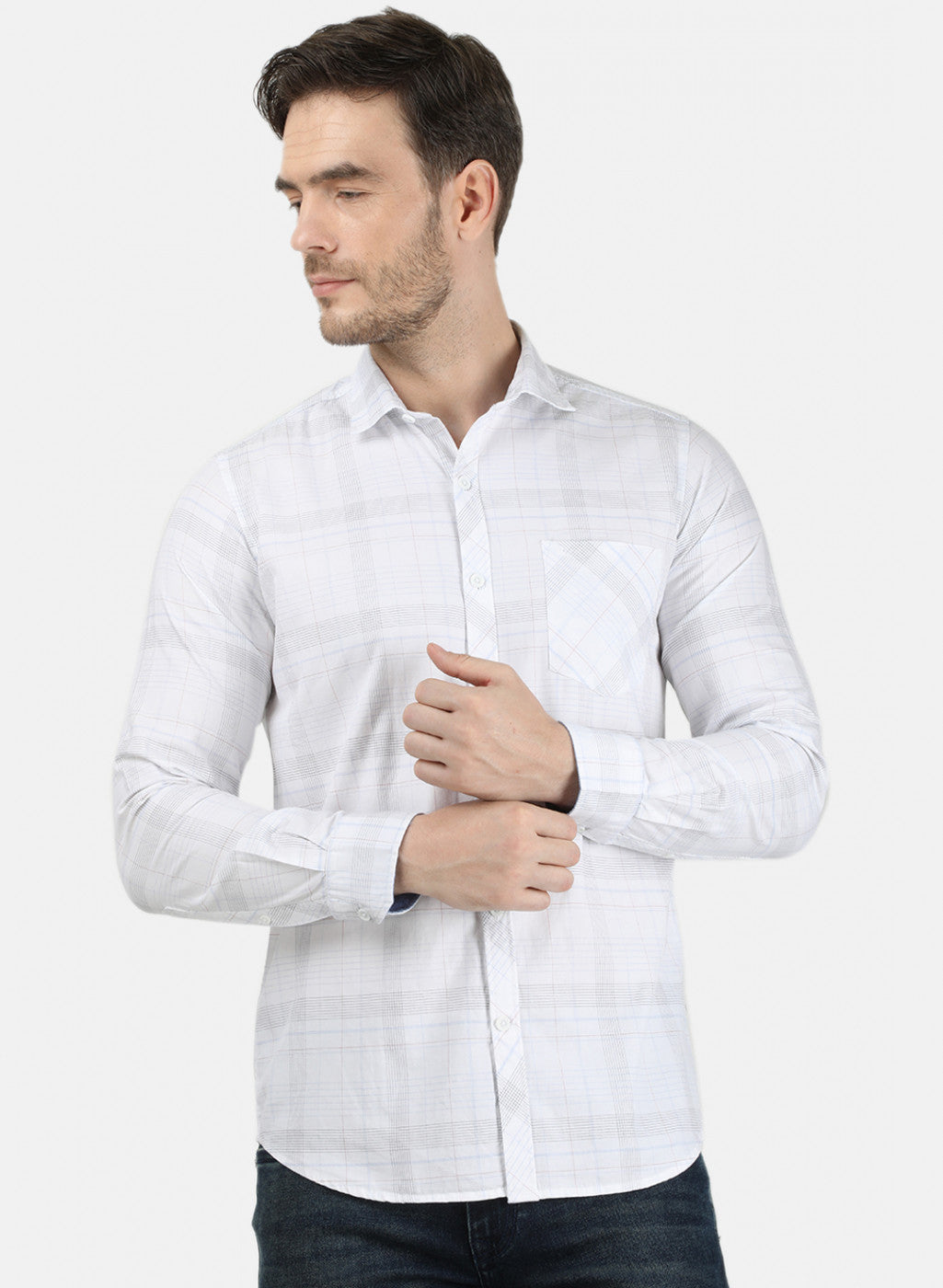 Mens White Check Shirt