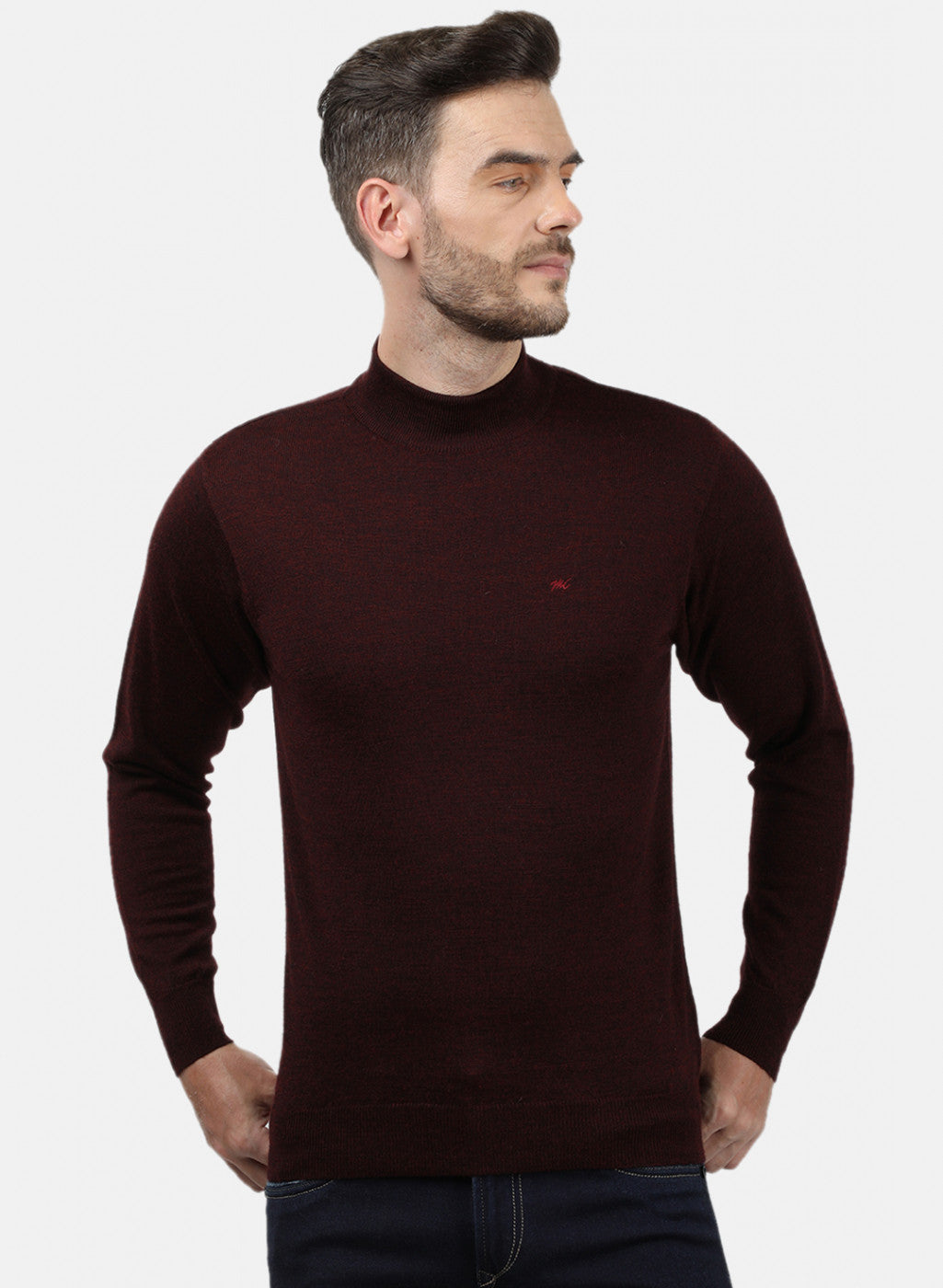 Men Maroon Solid Pullover