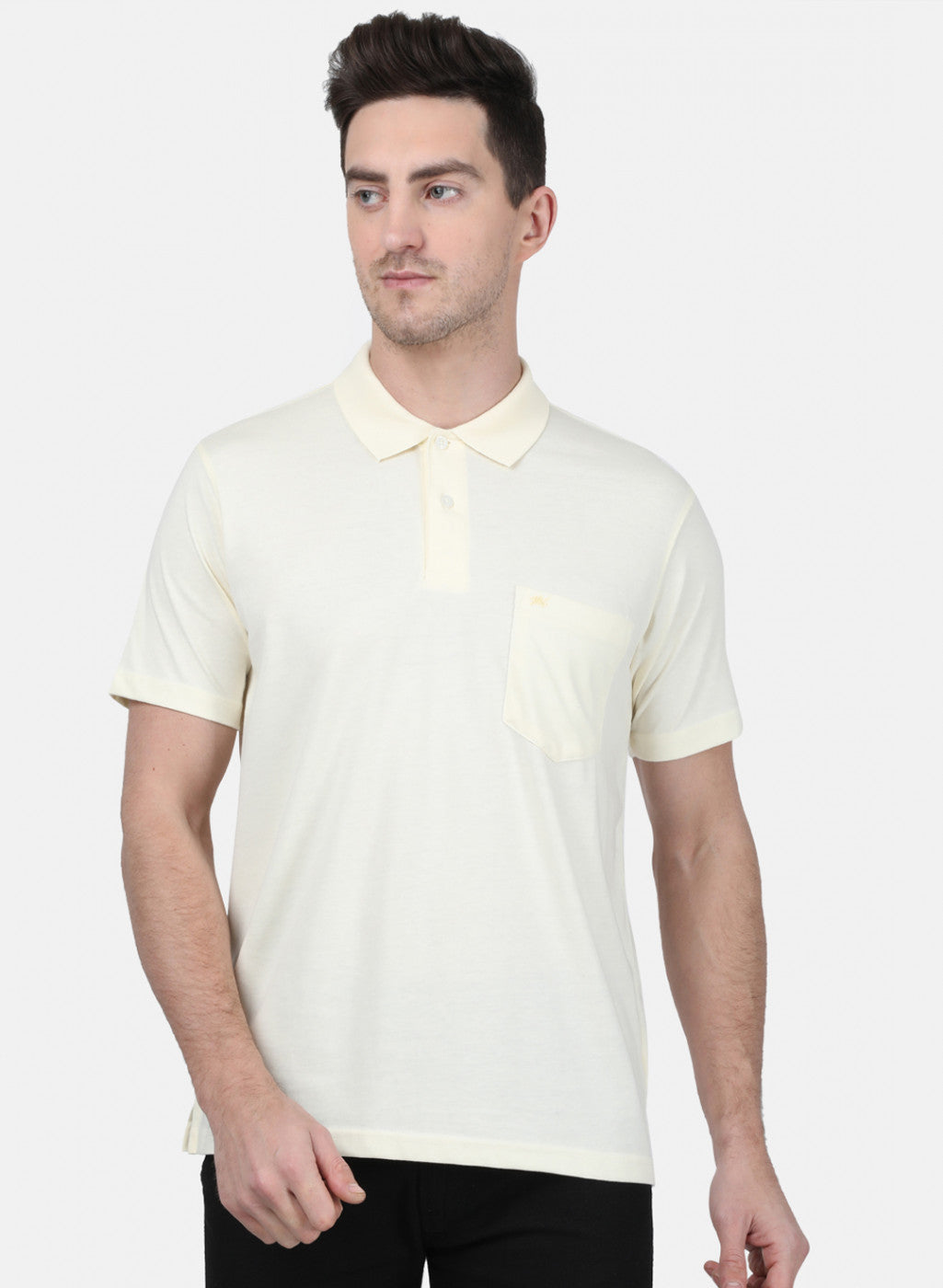 Mens Cream Plain T-Shirt