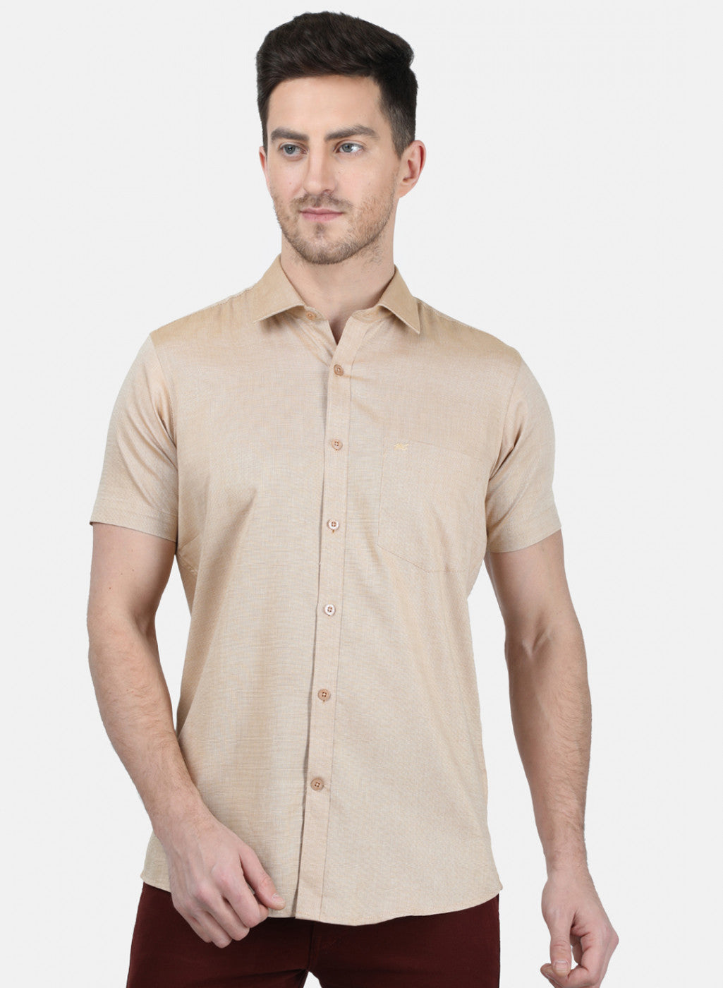 Mens Brown Printed Shirt