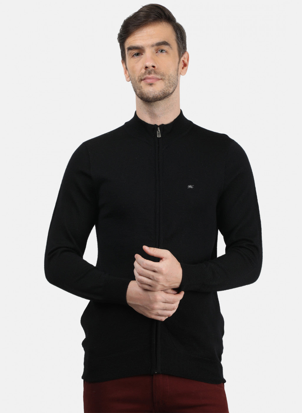 Men Black Solid Pullover