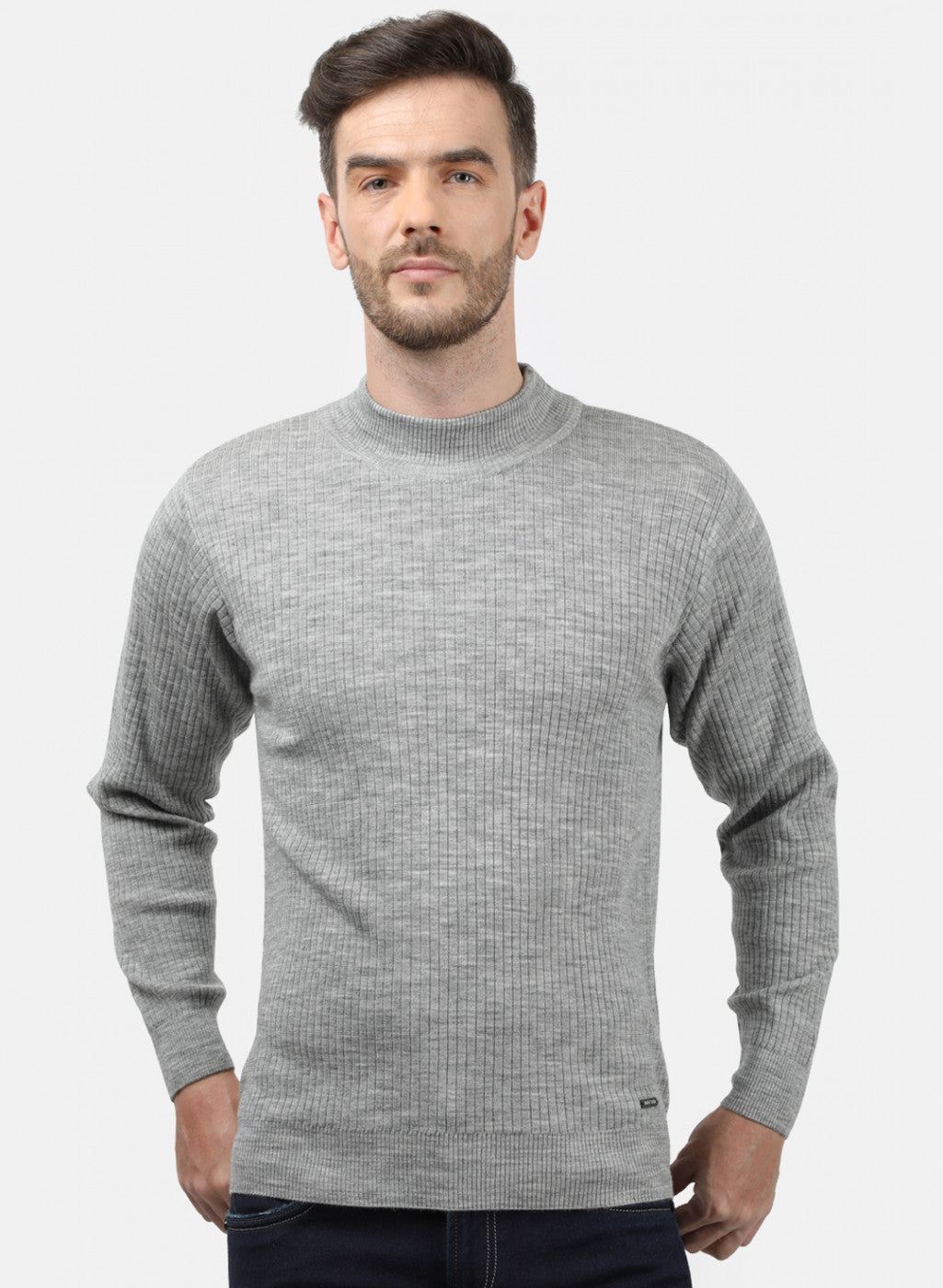 Men Grey Solid Pullover