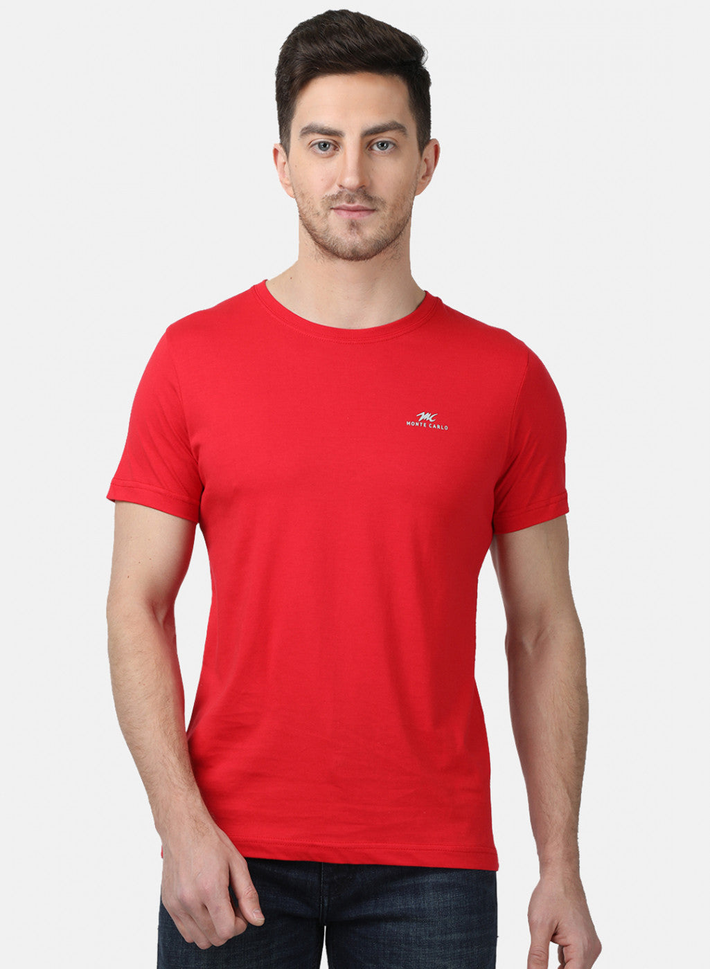 Mens Red Plain T-Shirt