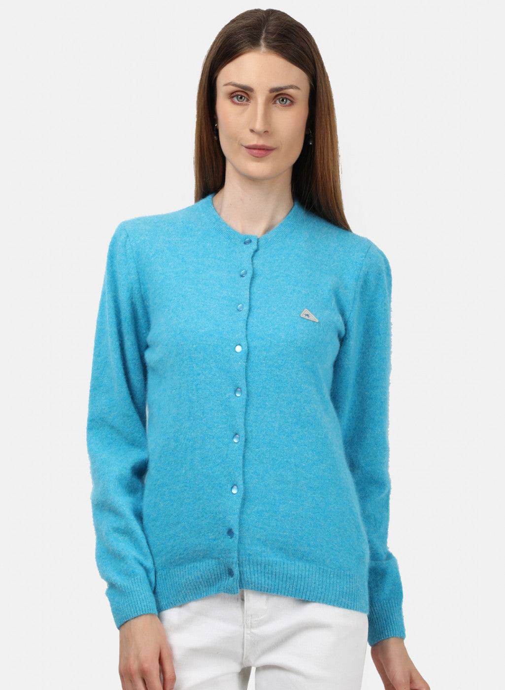 Women Blue Solid Cardigan