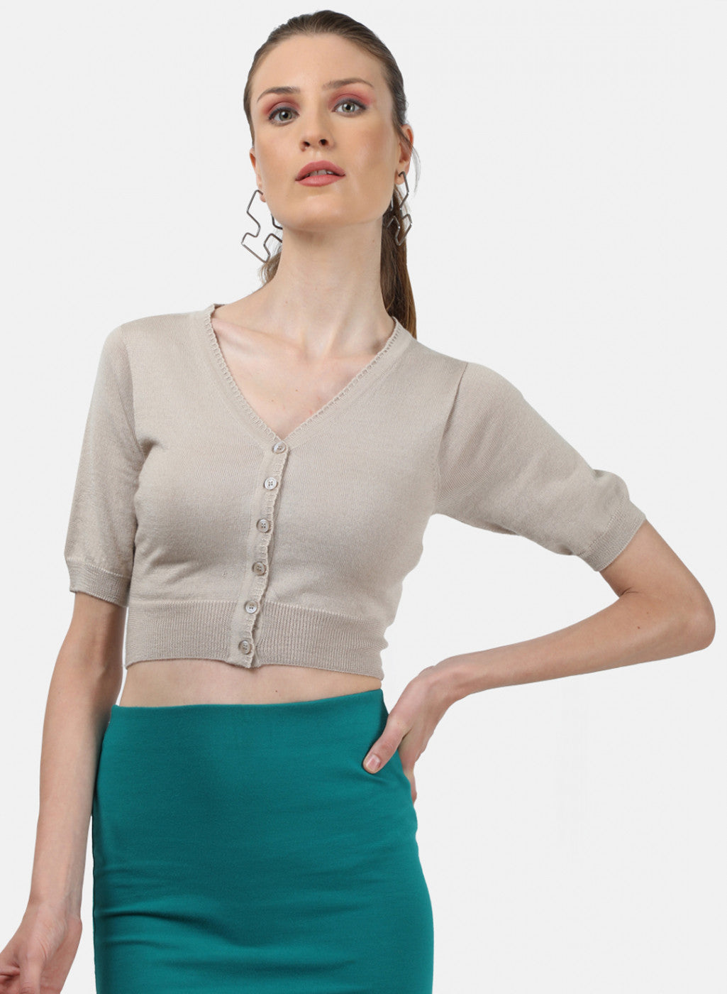 Women Beige Solid Blouse