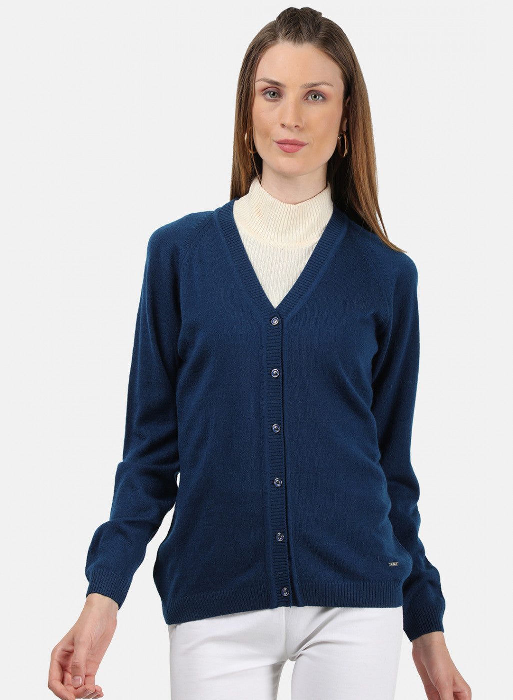 Women Blue Solid Cardigan