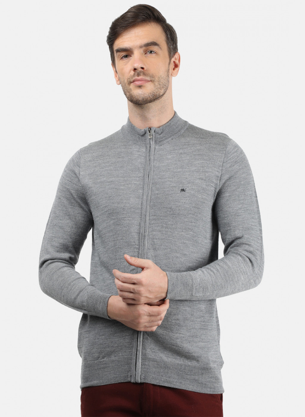 Men Grey Solid Pullover