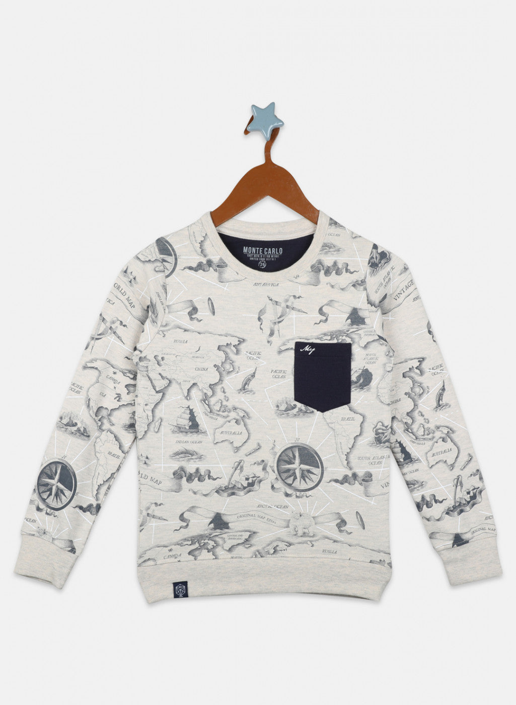 Boys Beige Printed Sweatshirt