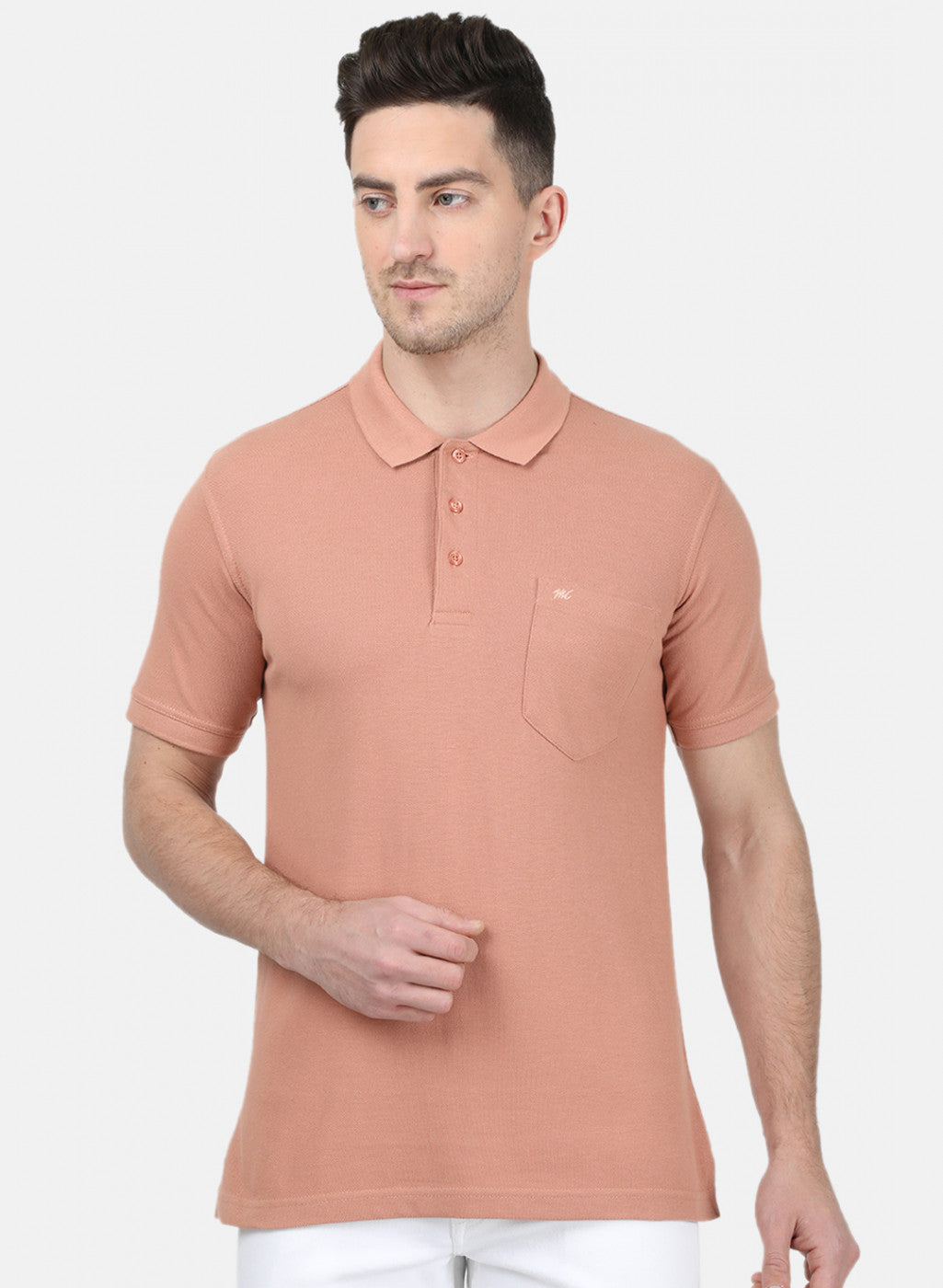 Mens Pink Plain T-Shirt