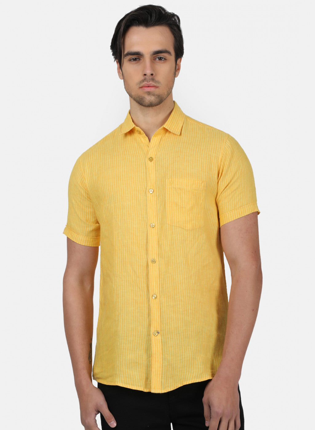 Men Yellow Stripe Shirts