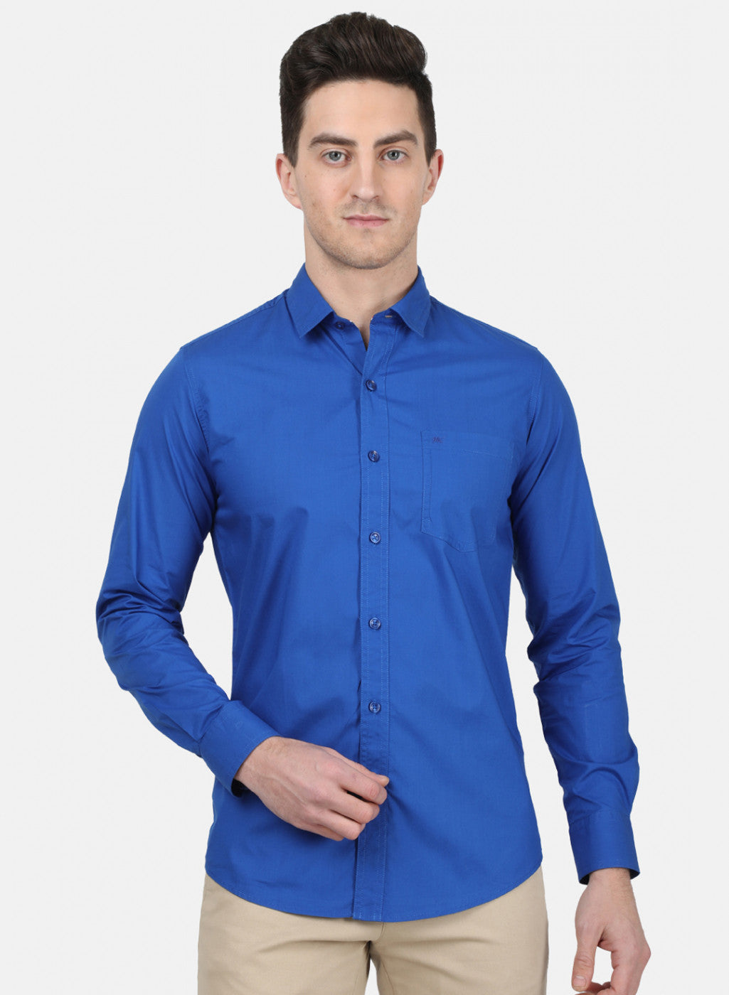 Mens Blue Solid Shirt