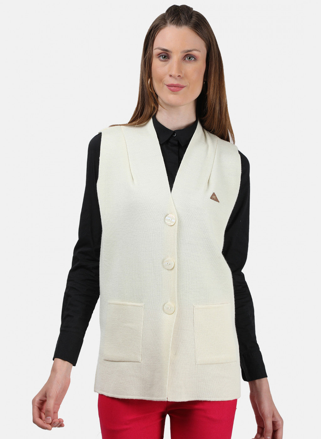 Women Cream Solid Cardigan