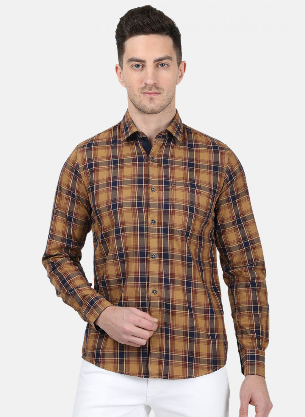 Mens Brown Check Shirt