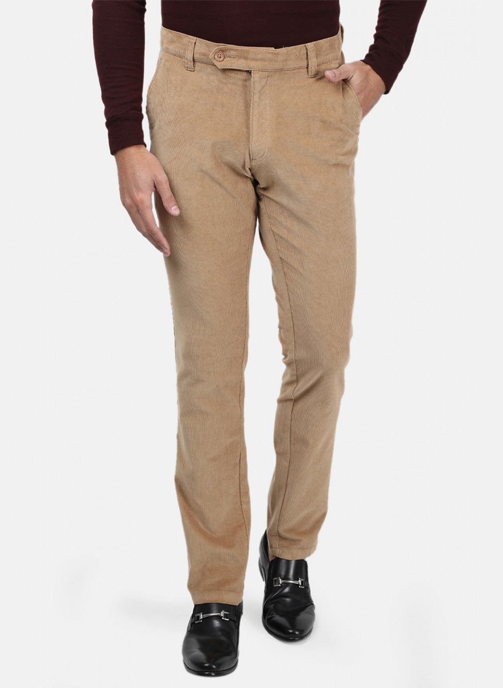 Buy Men Khaki Regular Fit Trouser Online in India - Monte Carlo