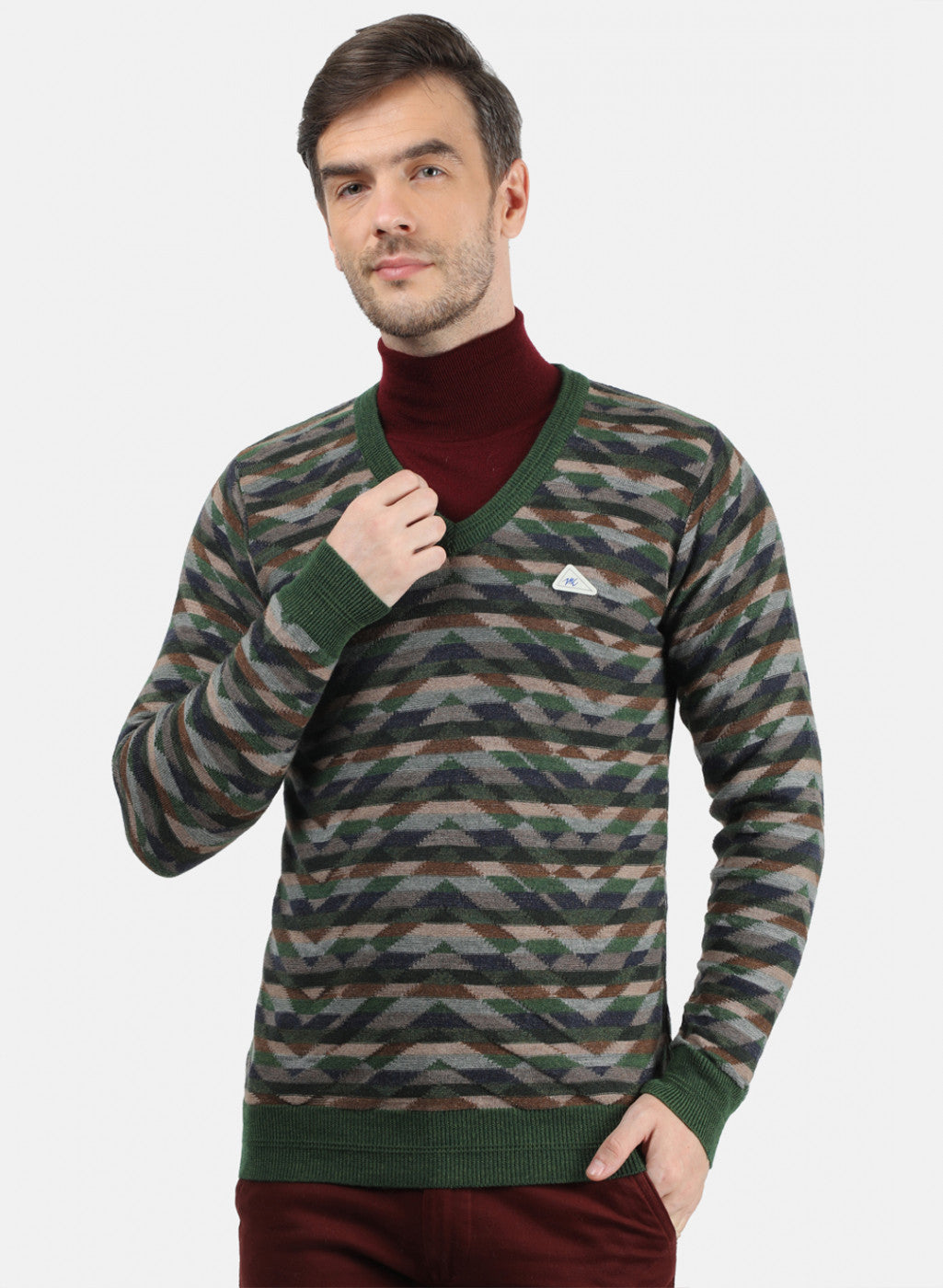 Men Green Solid Pullover