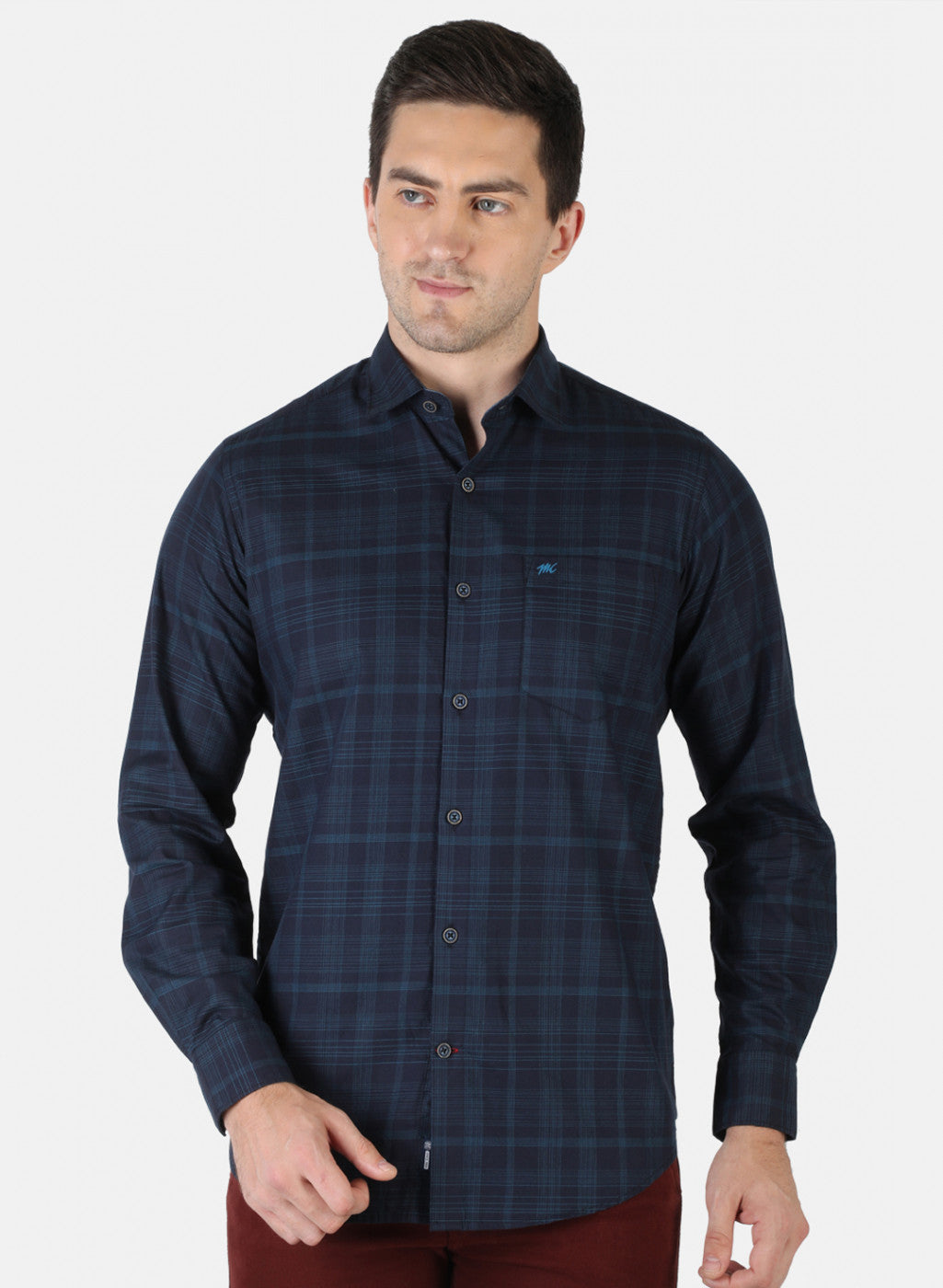 Men NAvy Blue Check Shirt