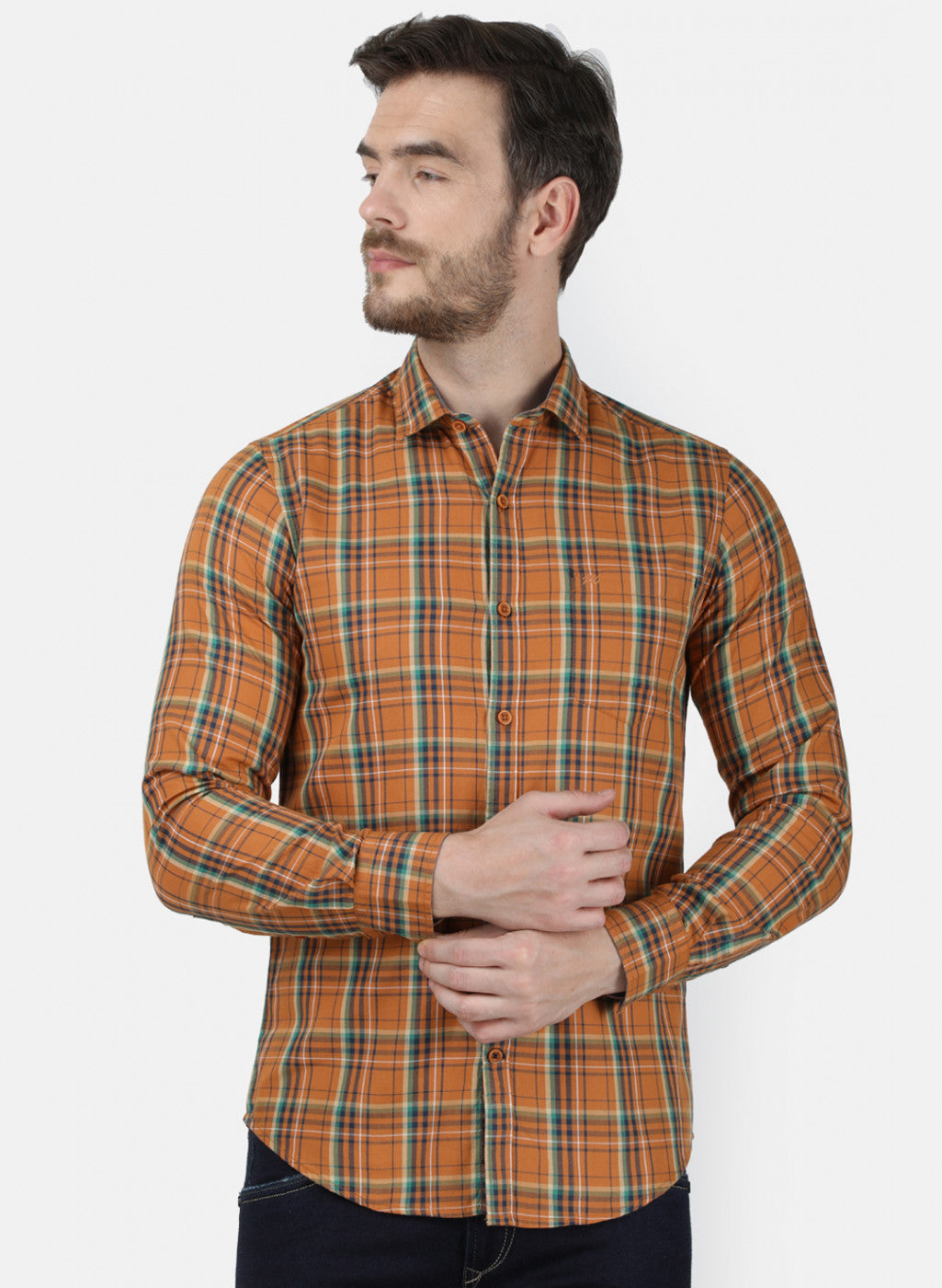 Mens Mustard Check Shirt