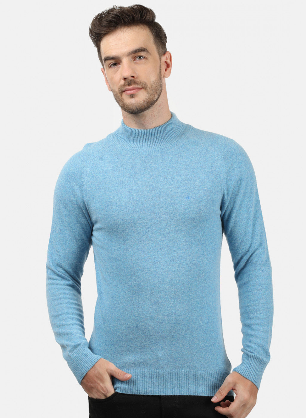 Men Blue Solid Pullover