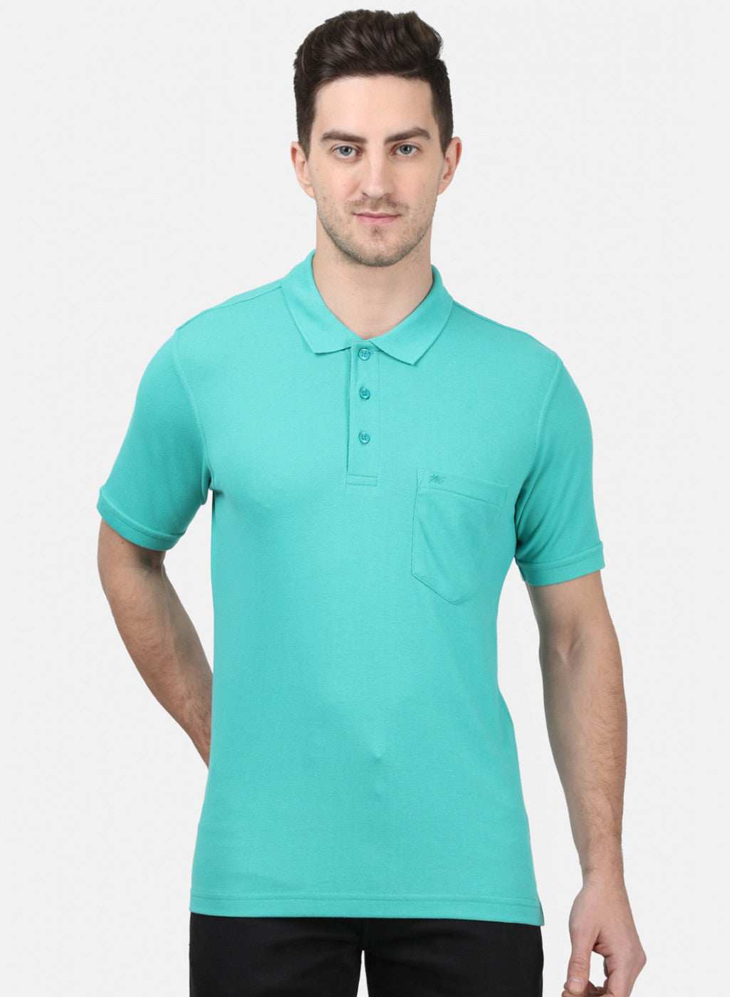 Mens Sea Green Plain T-Shirts