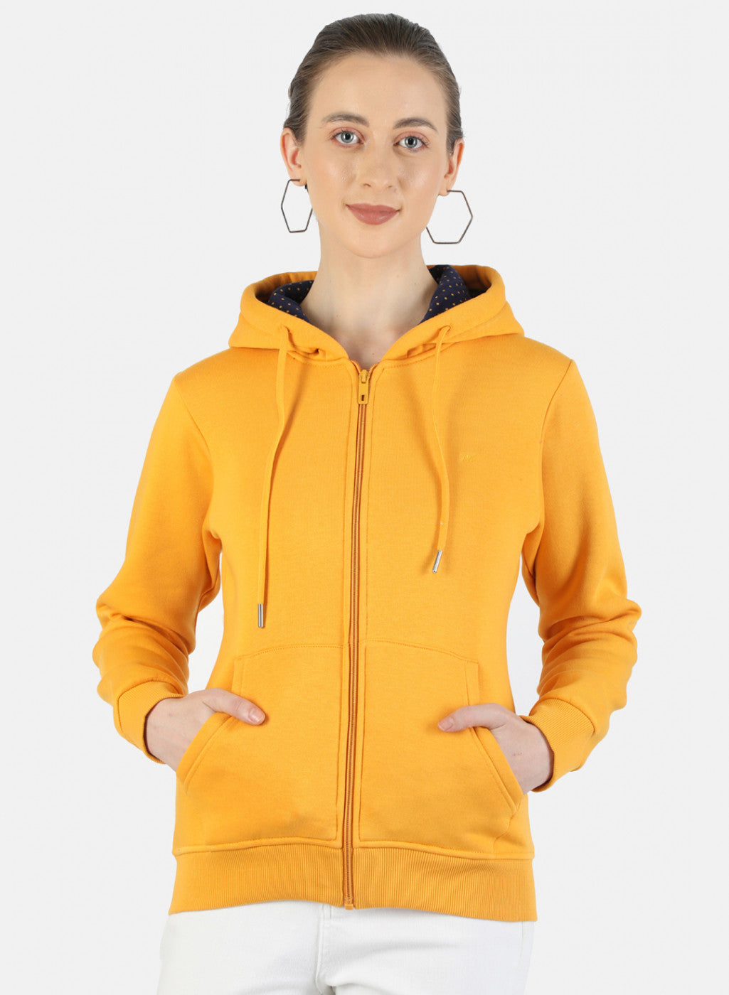 Women Mustard Plain Sweatshirt