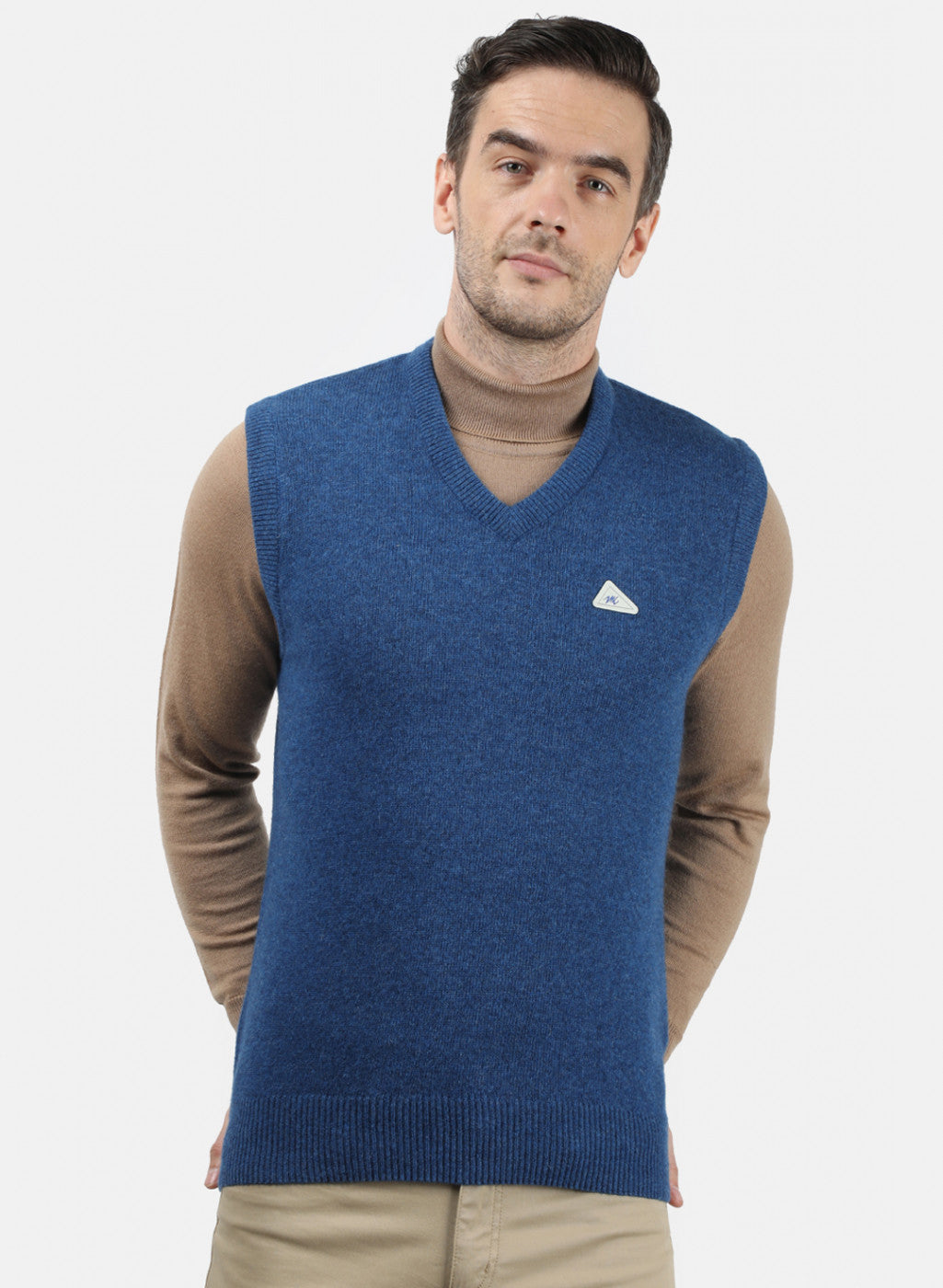 Men Blue Solid Sweater