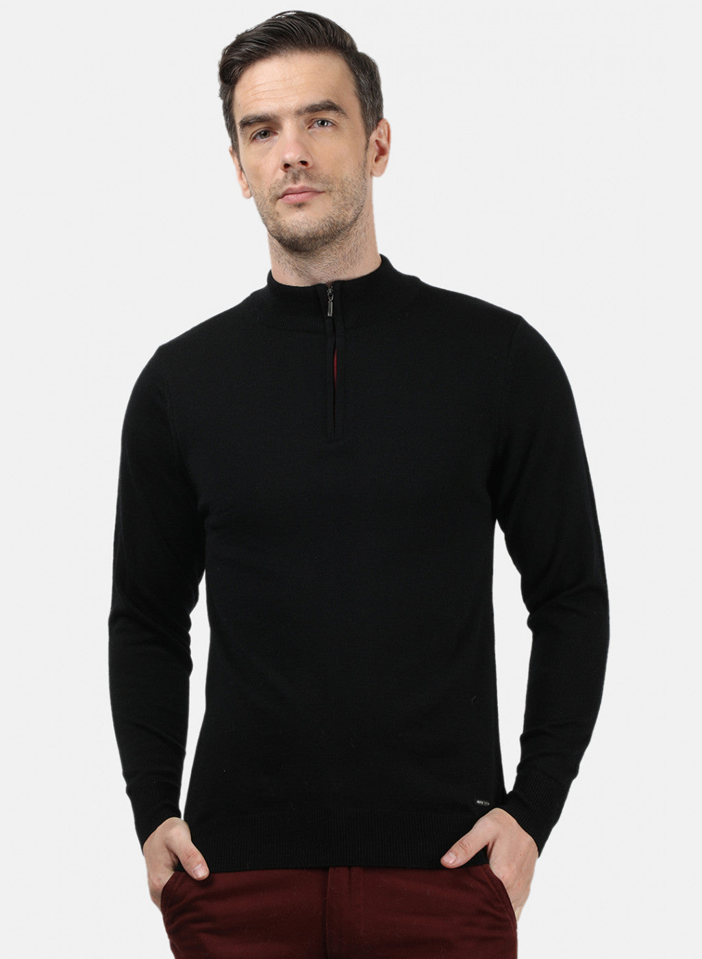 Men Black Solid Pullover