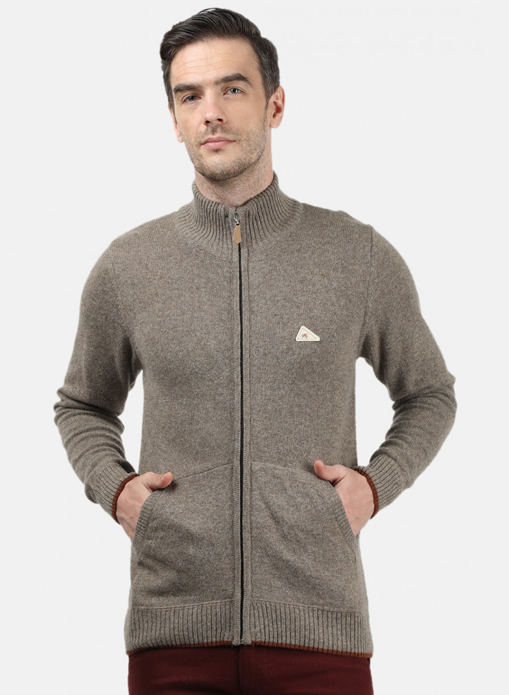 Men Brown Solid Pullover