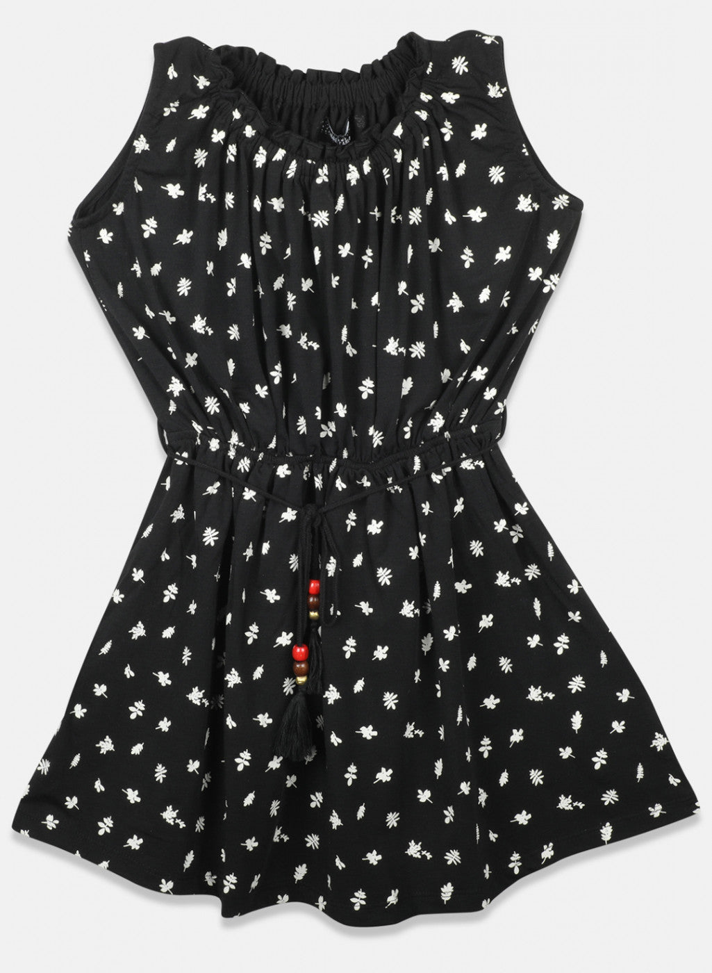 Girls Black Printed Dress