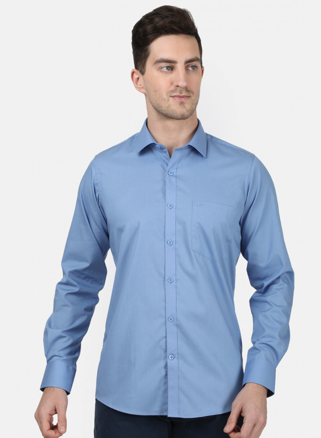 Mens Blue Solid Shirt