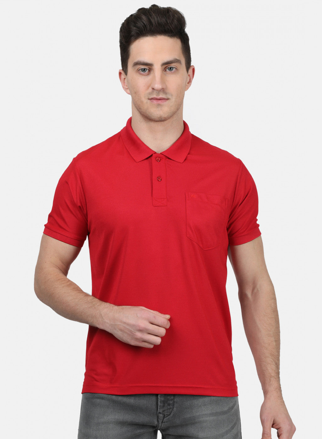 Mens Red Plain T-Shirt