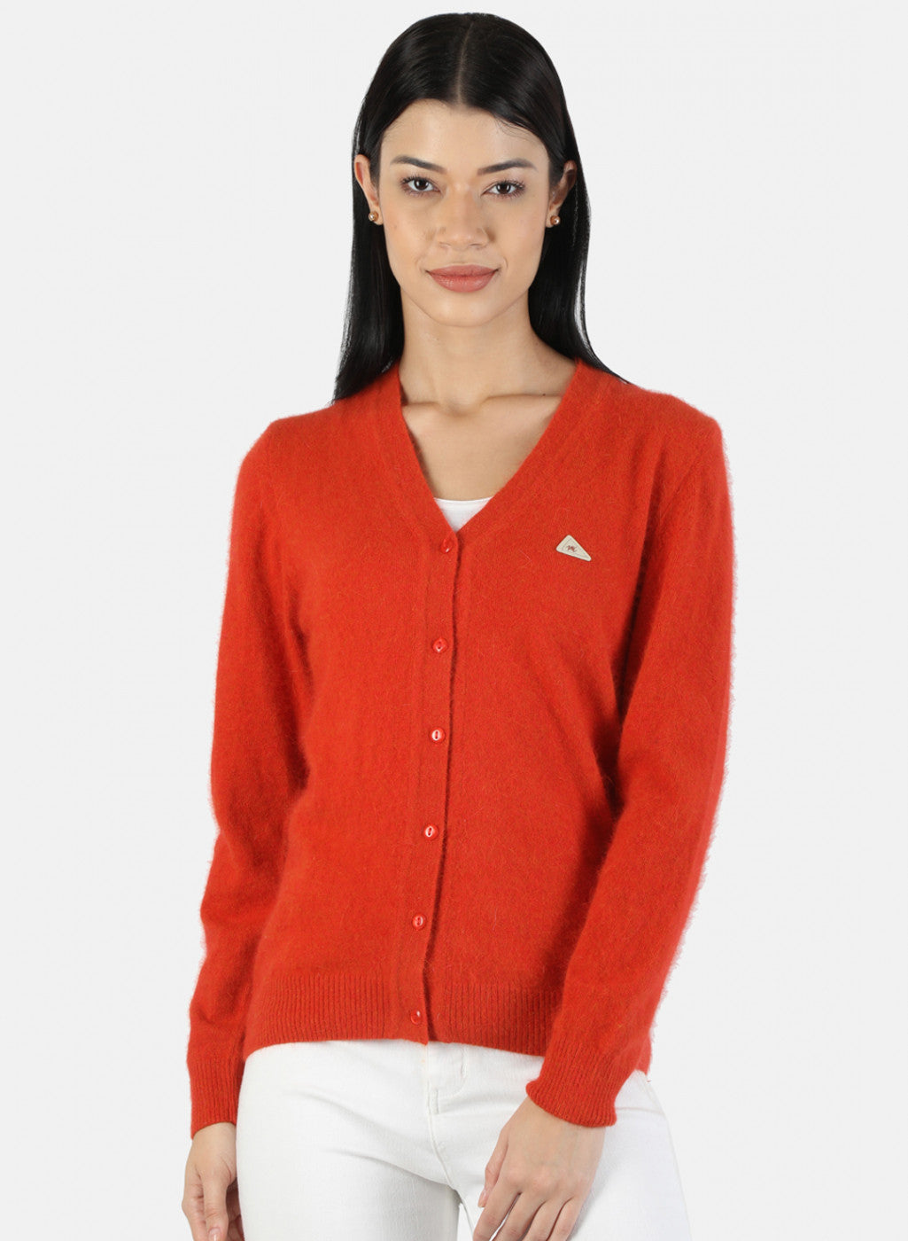 Women Orange Solid Cardigan