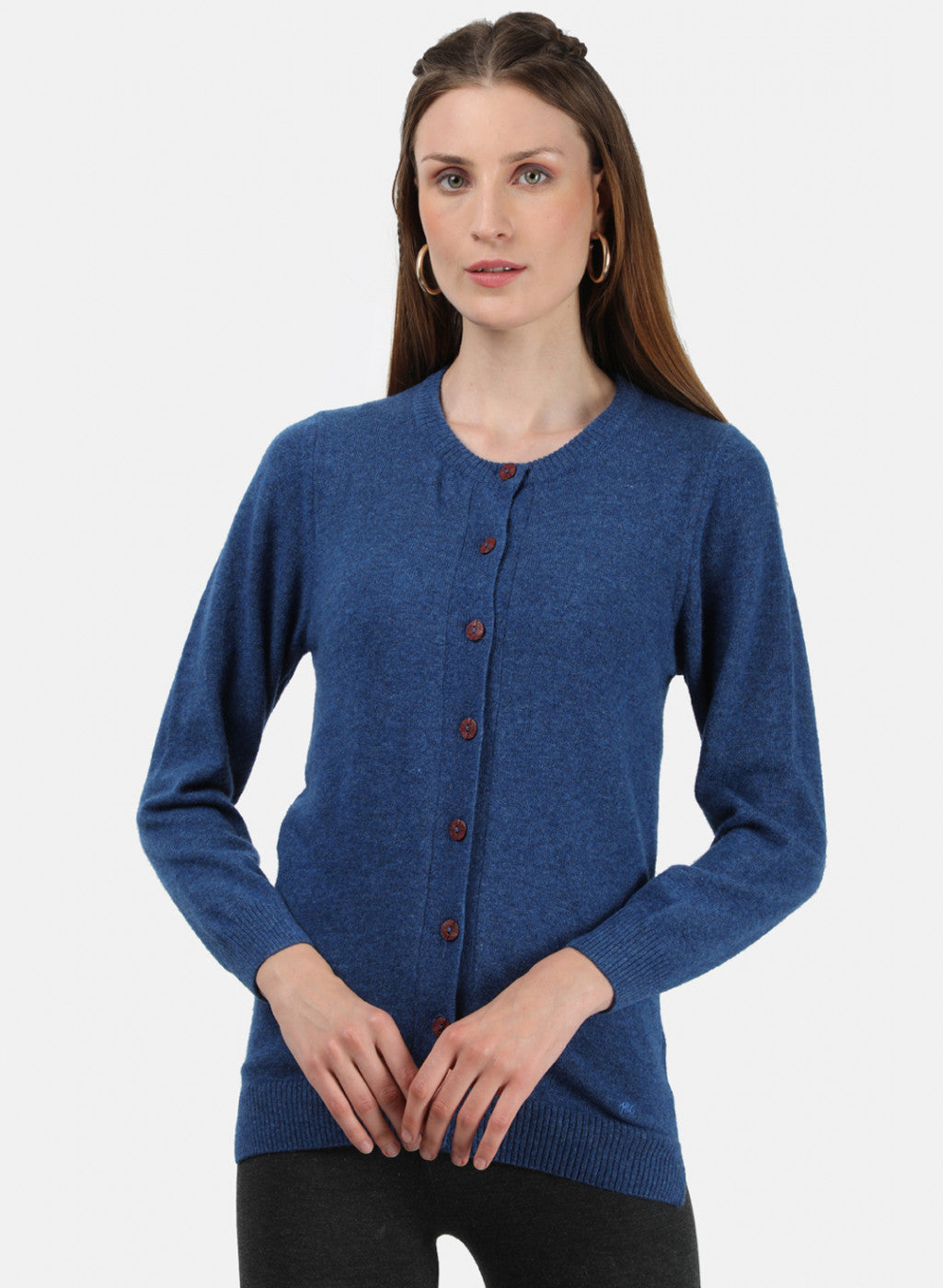 Women Blue Solid Cardigan