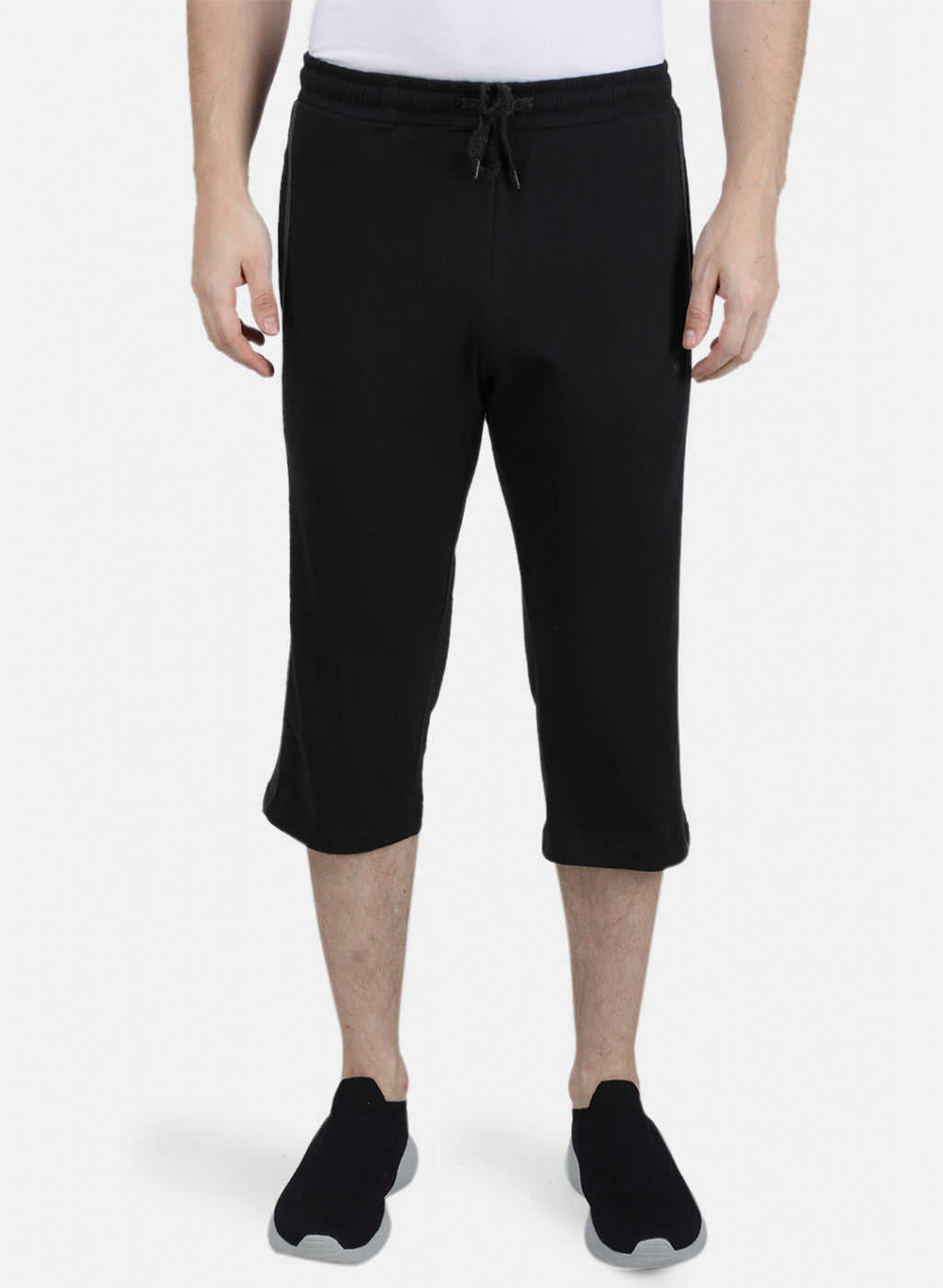 Mens Black Plain Capri