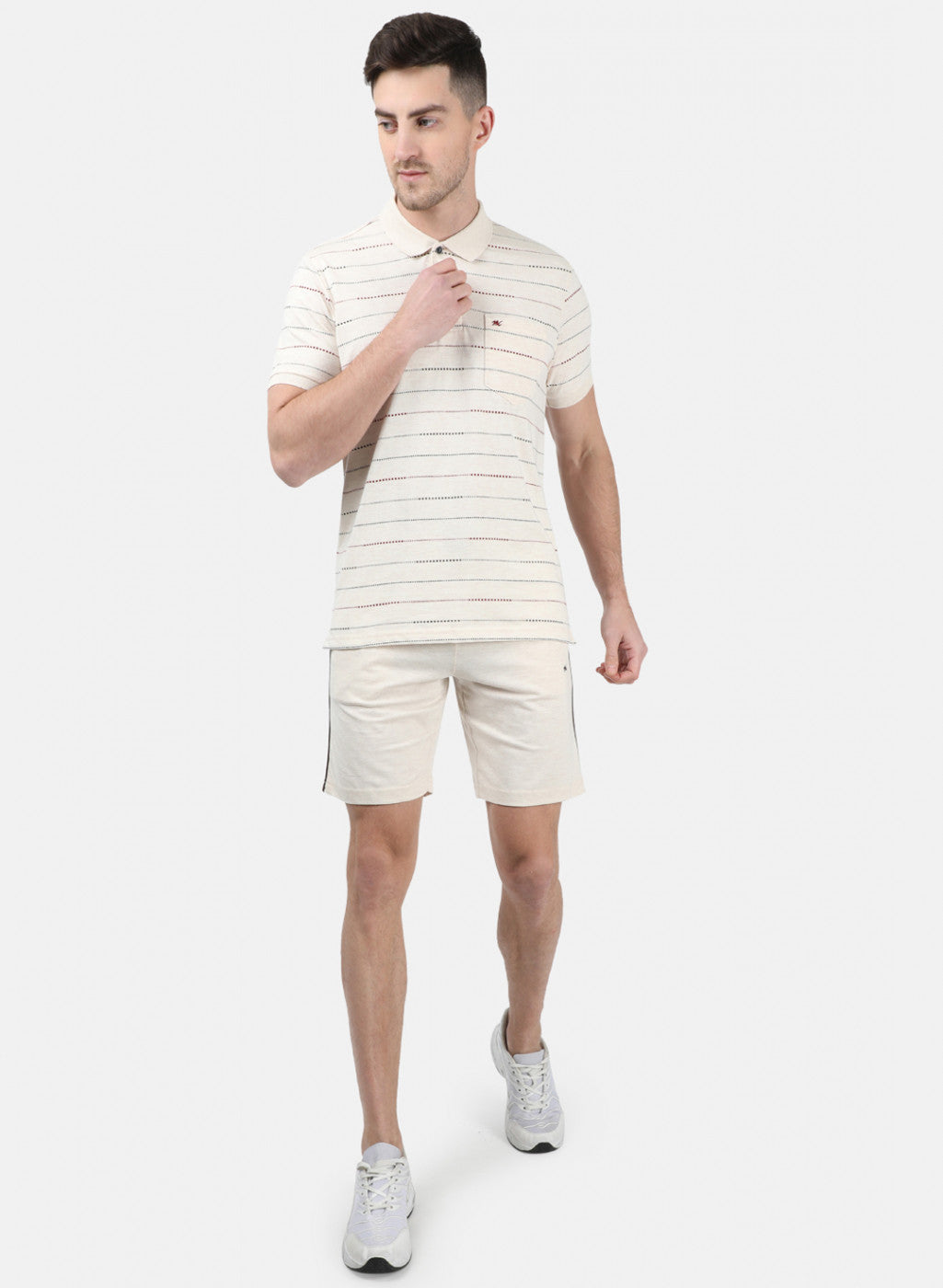 Men Beige Stripe Combo Set