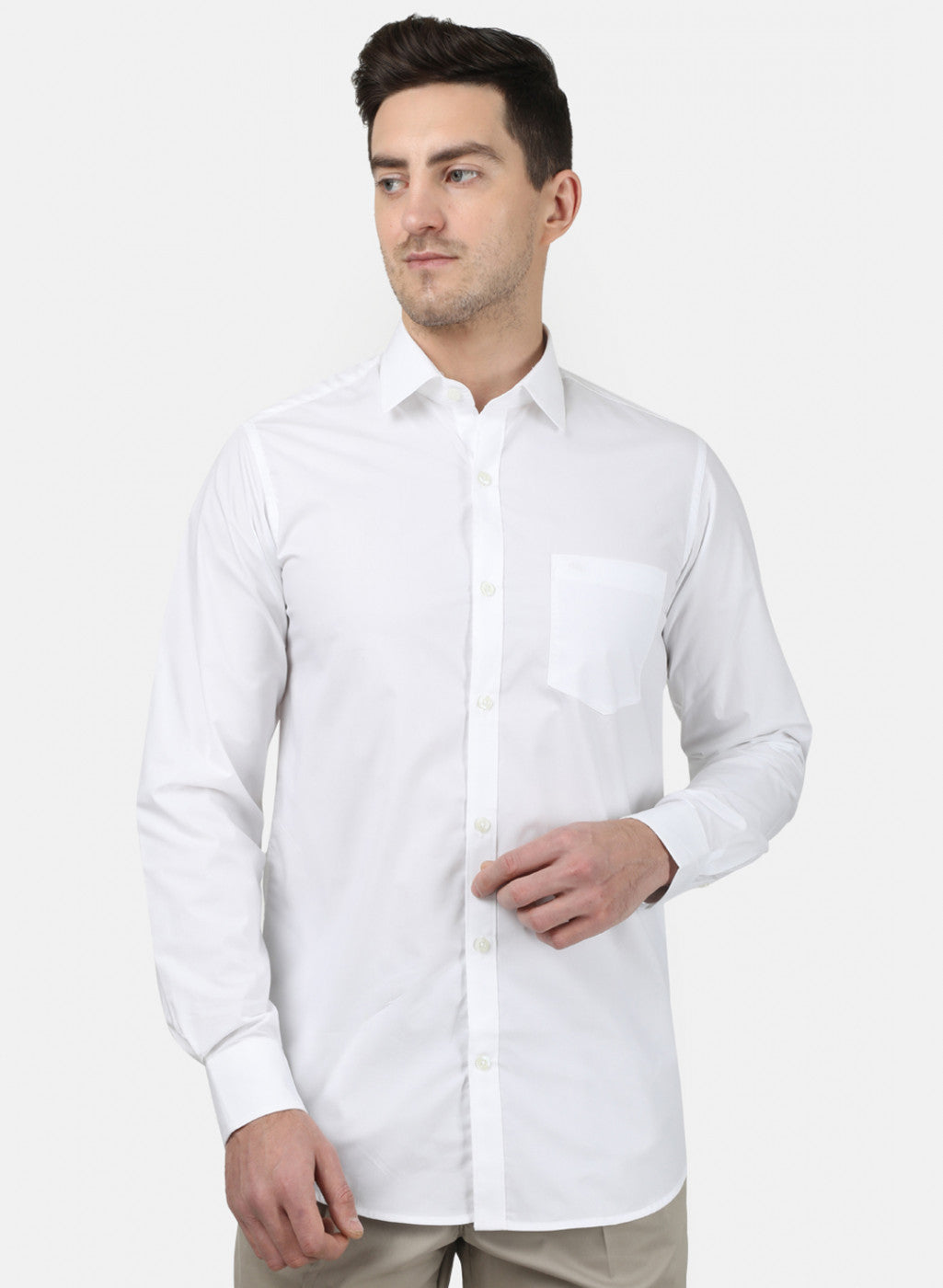 Mens White Solid Shirt