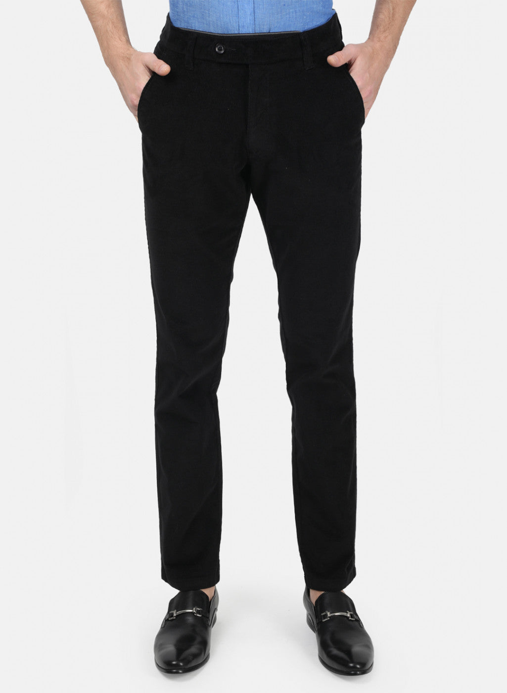 Men Black Plain Trousers