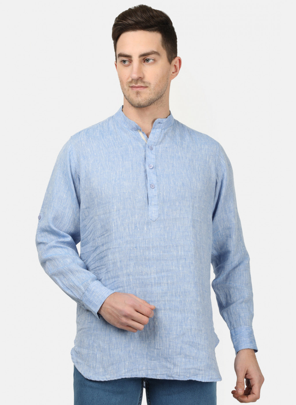 Mens Sky Blue Solid Shirts