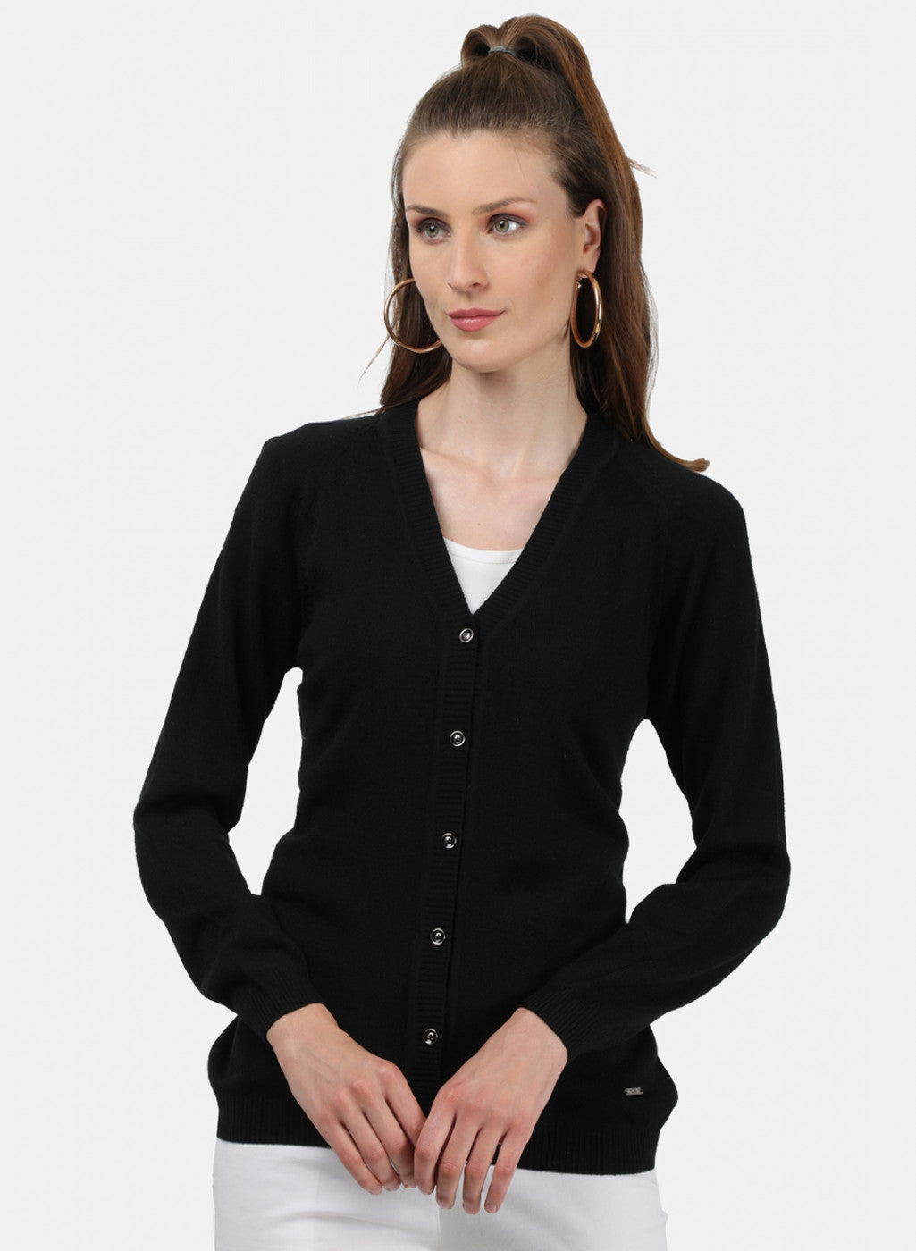 Women Black Solid Cardigan