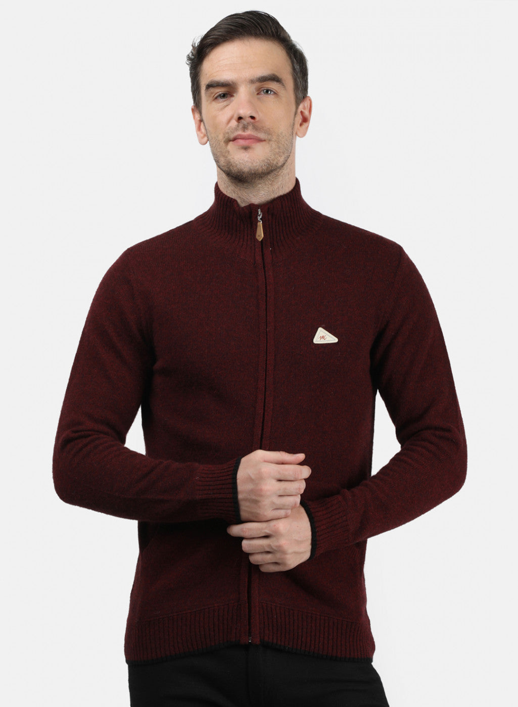 Men Maroon Solid Pullover