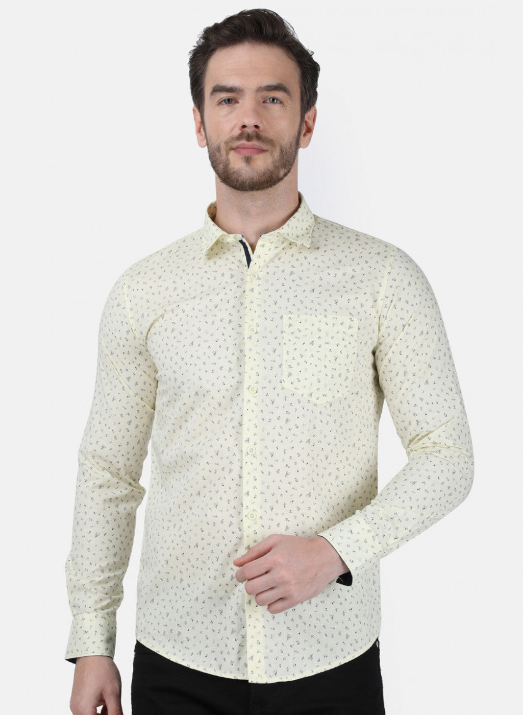 Mens Beige Printed Shirt