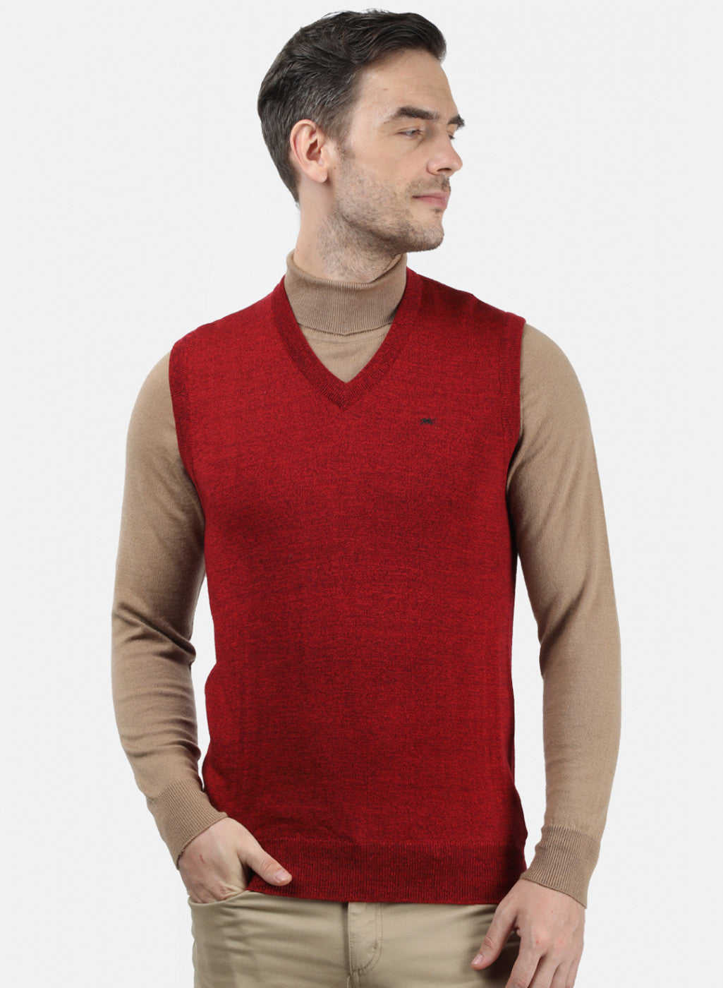 Men Red & Maroon Solid Sweater