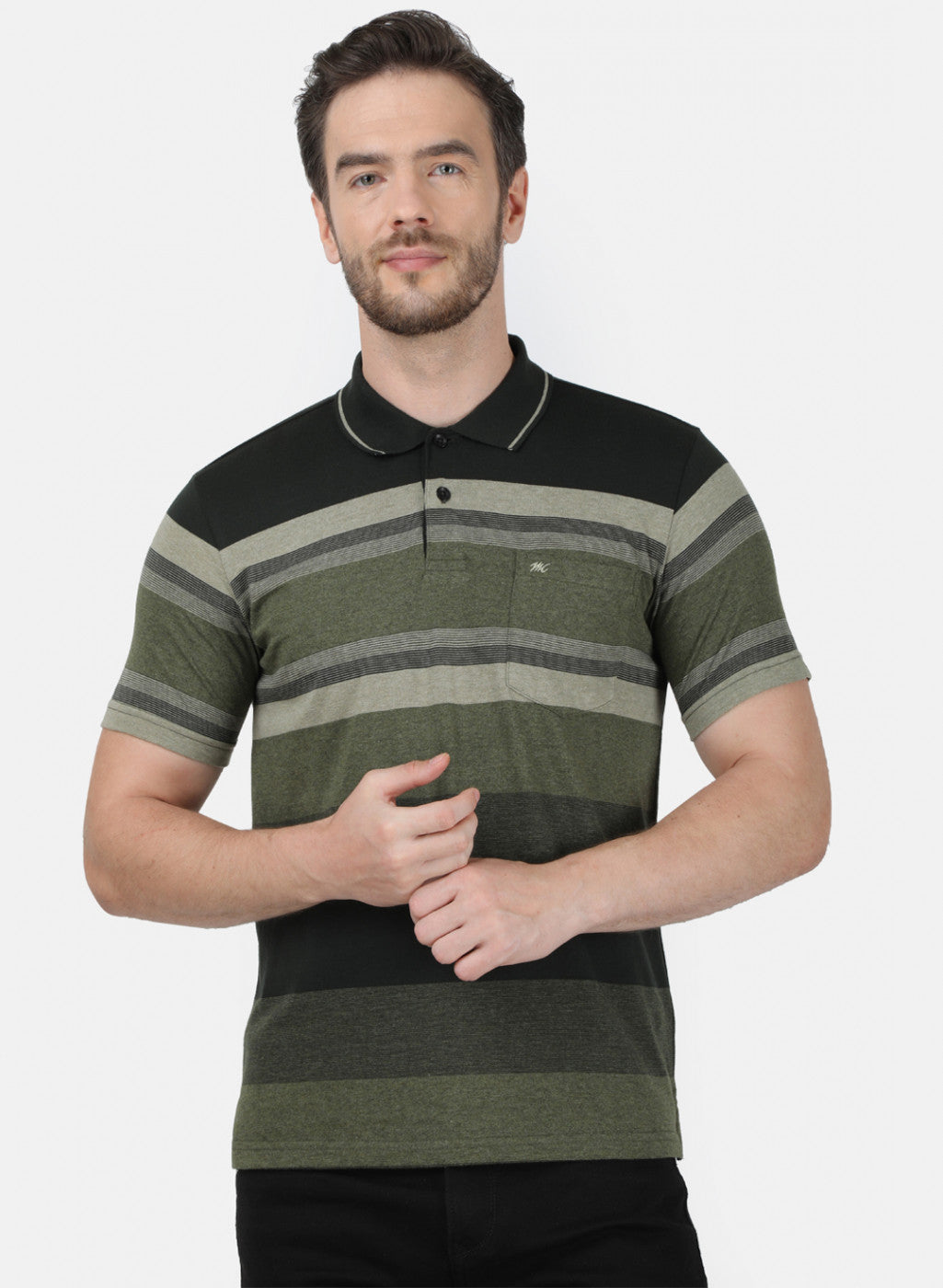 Mens Olive Stripe T-Shirt