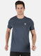 Men NAvy Blue Self Design Round Neck T-Shirt