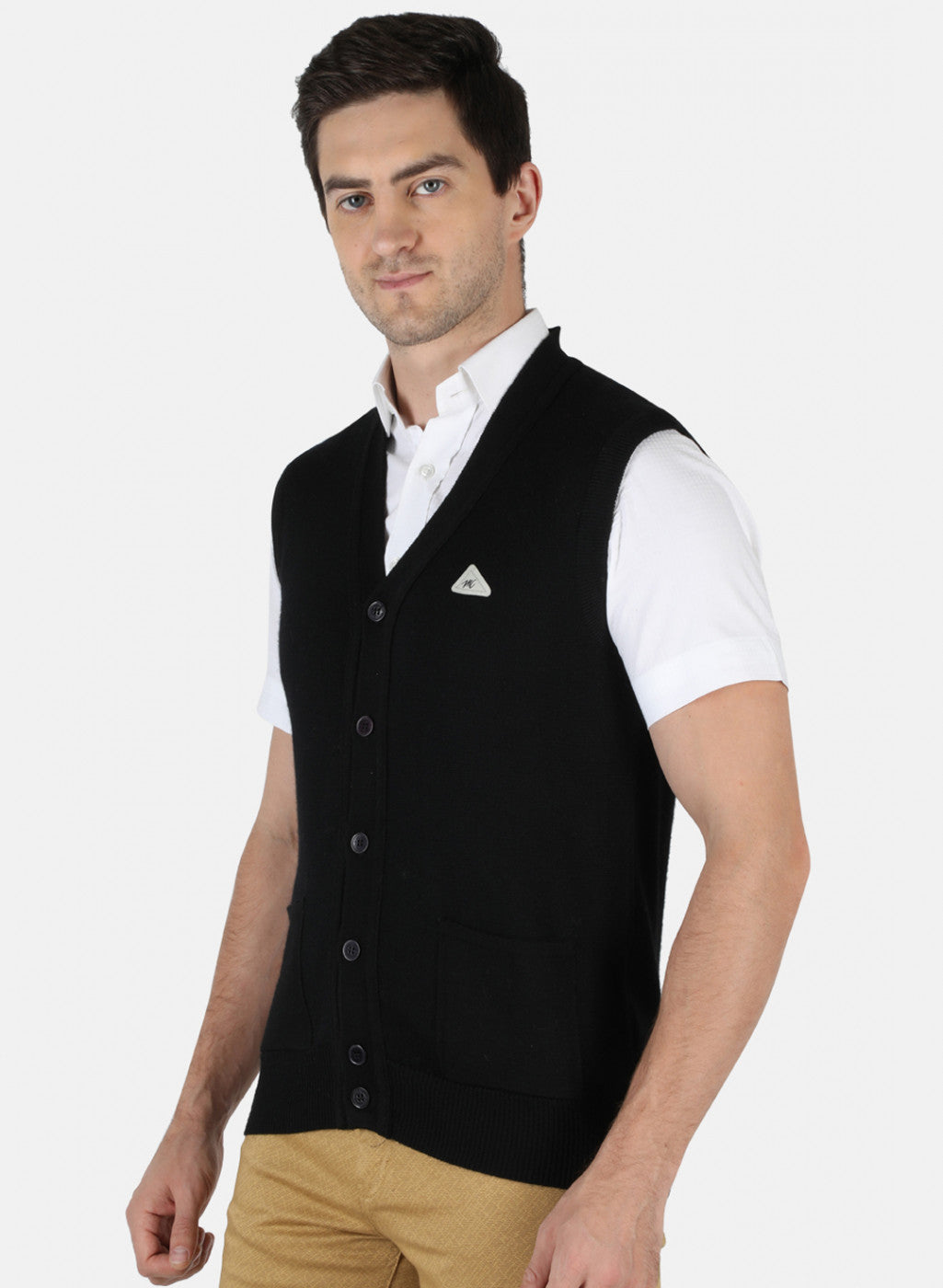 Men Black Solid Cardigan