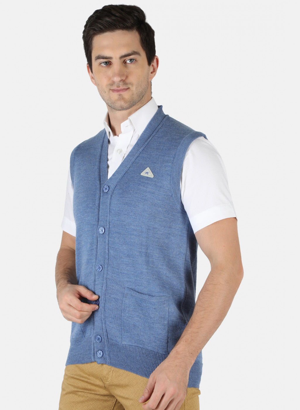 Men Blue Solid Cardigan